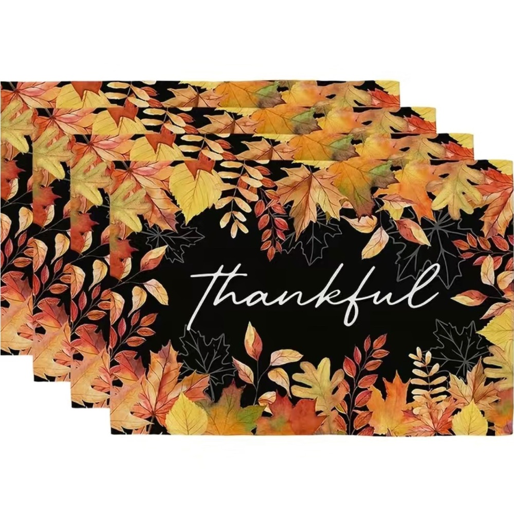 New Set of 4 Thankful Fall Thanksgiving Holiday Placemats